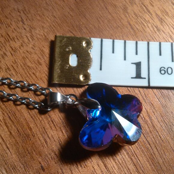 Magic Color Crystal Butterfly Brass Pendant Stainless Steel Necklace - Picture 8 of 16